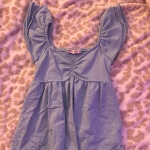 SO Light Blue Flutter Sleeve Top